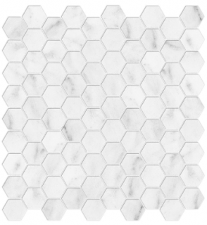 1-1/4"x1-1/4" Bianco Venatino Hexagon Honed Marble Mosaic (12"x12" Sheet)