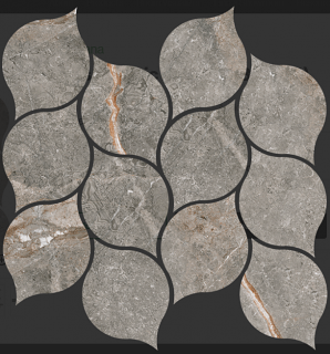 Happy Floors - Toscana GRIS Porcelain Leaf Mosaic Tile (Matte Finish - 11"x13" Sheet)