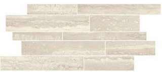 Panaria - Flow IVORY Porcelain Muretto Mosaic Tile (12"x28" Sheet - Matte Finish)