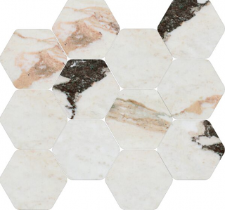 Happy Floors - Kobe CALACATTA VIOLA Polished Porcelain Hexagon Mosaic Tile (12"x13.5" Sheet)