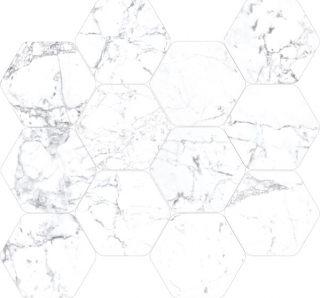 Happy Floors - Kobe STATUARIETTO Porcelain Hexagon Mosaic Tile (Matte Finish - 12"x13.5" Sheet)