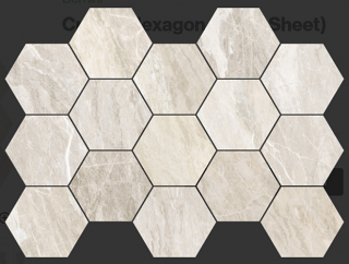 Happy Floors - Bernini CREAM Porcelain Hexagon Mosaic Tile (Matte Finish - 10"x14" Sheet)