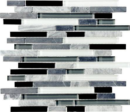 Bliss Midnight Stone and Glass Linear Mosaic Tiles – Rocky Point